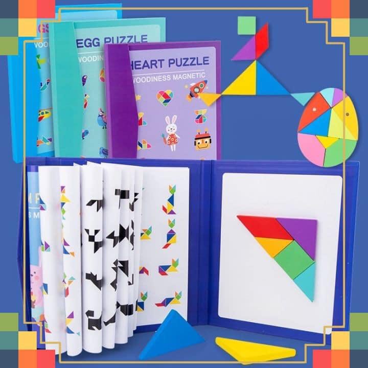 Đồ chơi ghép xếp hình tangram gỗ luyện phát triển tư duy cho bé