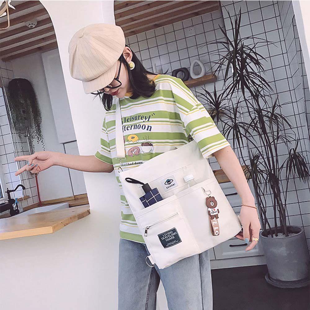 Túi Xách Đeo Vai Vải Bạt Ngăn Chứa Rộng Thời Trang Hàn Cho Nữ