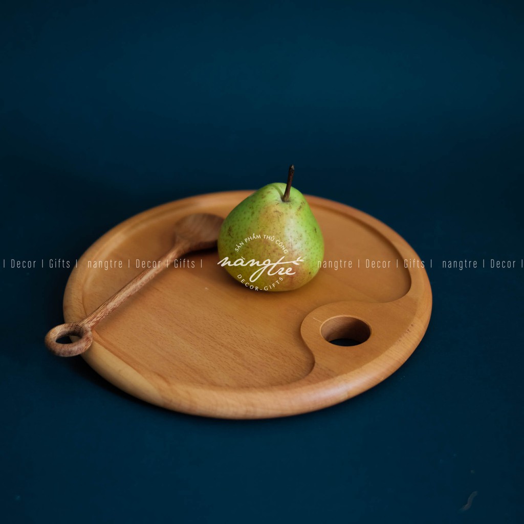 Khay tròn gỗ beech - Khay gỗ đựng thức ăn