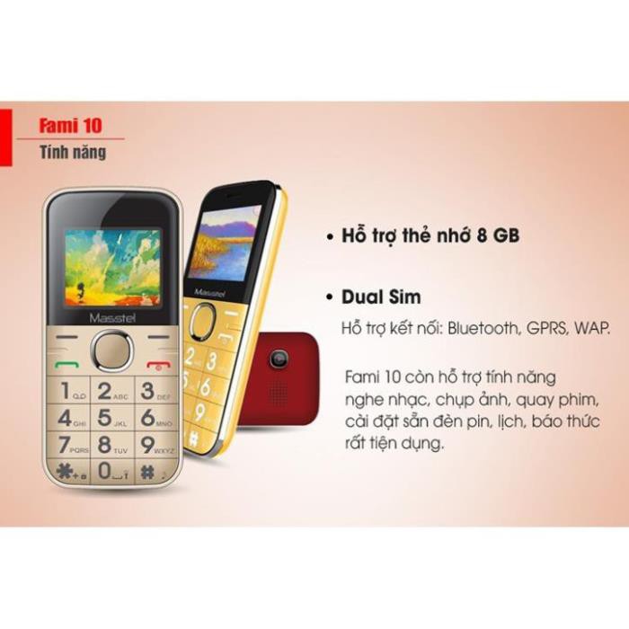 [LN12336]  Điện thoại Masstel Fami 10 FULLBOX cho người già