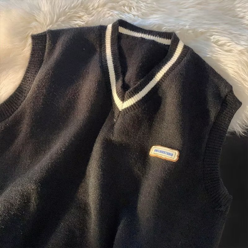 Áo Sweater Dệt Kim Không Tay Cổ Chữ V Phong Cách Thời Trang Hàn Quốc 2022 Cho Nam Giới