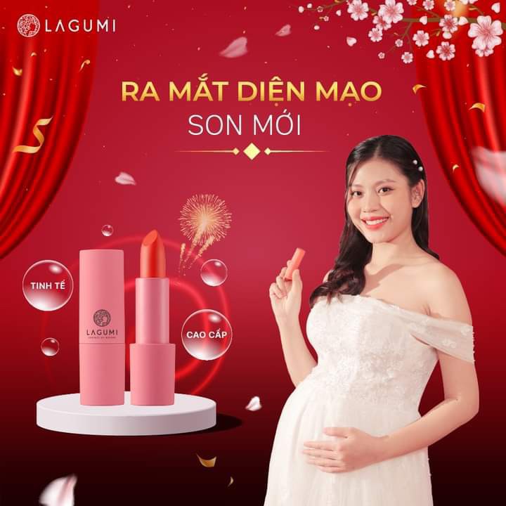 Son Lagumi Không Chì Cho Mẹ Bầu chính hãng, Son lì hạnh nhân Lagumi (mẫu mới)