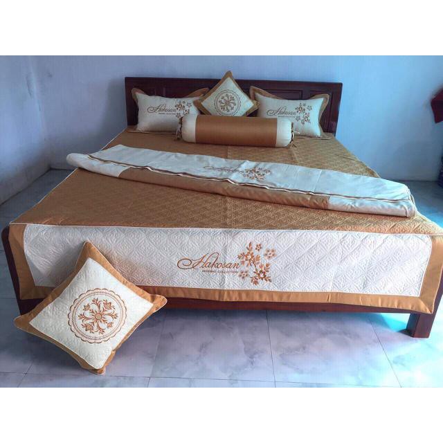 Trọn Bộ Chăn Ga Gối Satin 7 Món Cao Cấp Dành Cho Mùa Cưới