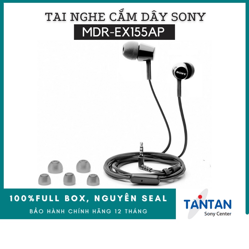 Tai nghe NHÉT TAI Sony MDR-EX155AP | FREESHIP | Loa Dynamic 9mm - Đeo thoải mái - Dải âm tần cao - Độ nhạy 103dB/mW