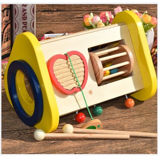 Đồ chơi gỗ hộp đàn trống đa năng 3 trong 1 xuất Nhật