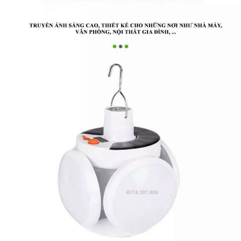 Bóng đèn led tích điện, năng lượng mặt trời hình 4 Cánh Hoa có thể đóng mở (40W)