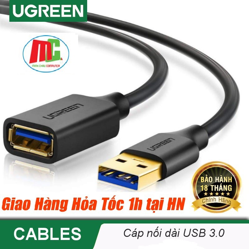 Cáp USB 3.0 Nối Dài 0,5m đến 3m Chính Hãng Ugreen 30125 30126 10368 US129 (đầu mạ vàng Cao cấp)