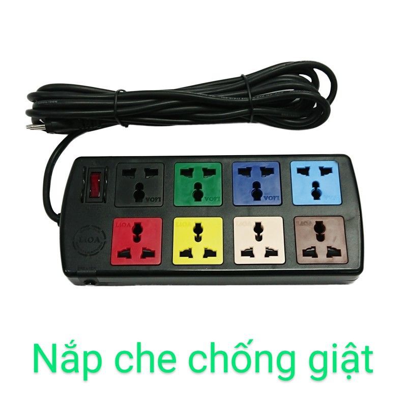 [Ổ ĐA NĂNG] Ổ cắm đa năng LiOA - 8 ổ cắm 1 công tắc tổng - Bảo vệ quá tải - Nắp che an toàn - Chính hãng