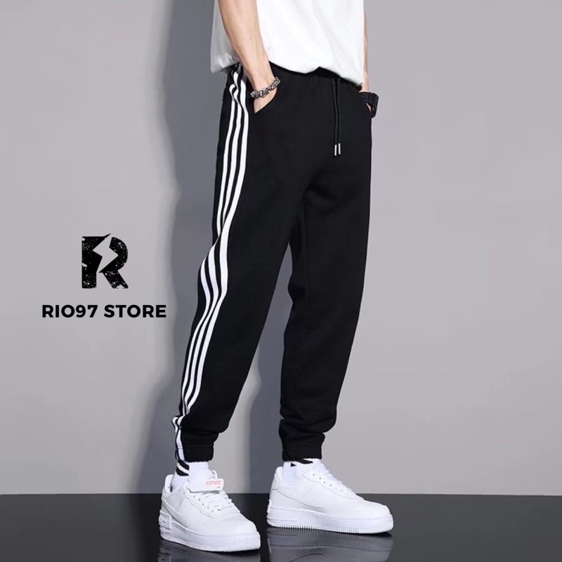Quần Jogger 3 Sọc Trơn Basic Ống Rộng Nam Nữ Style Fashion Năng Động Thể Thao RIO97 STORE