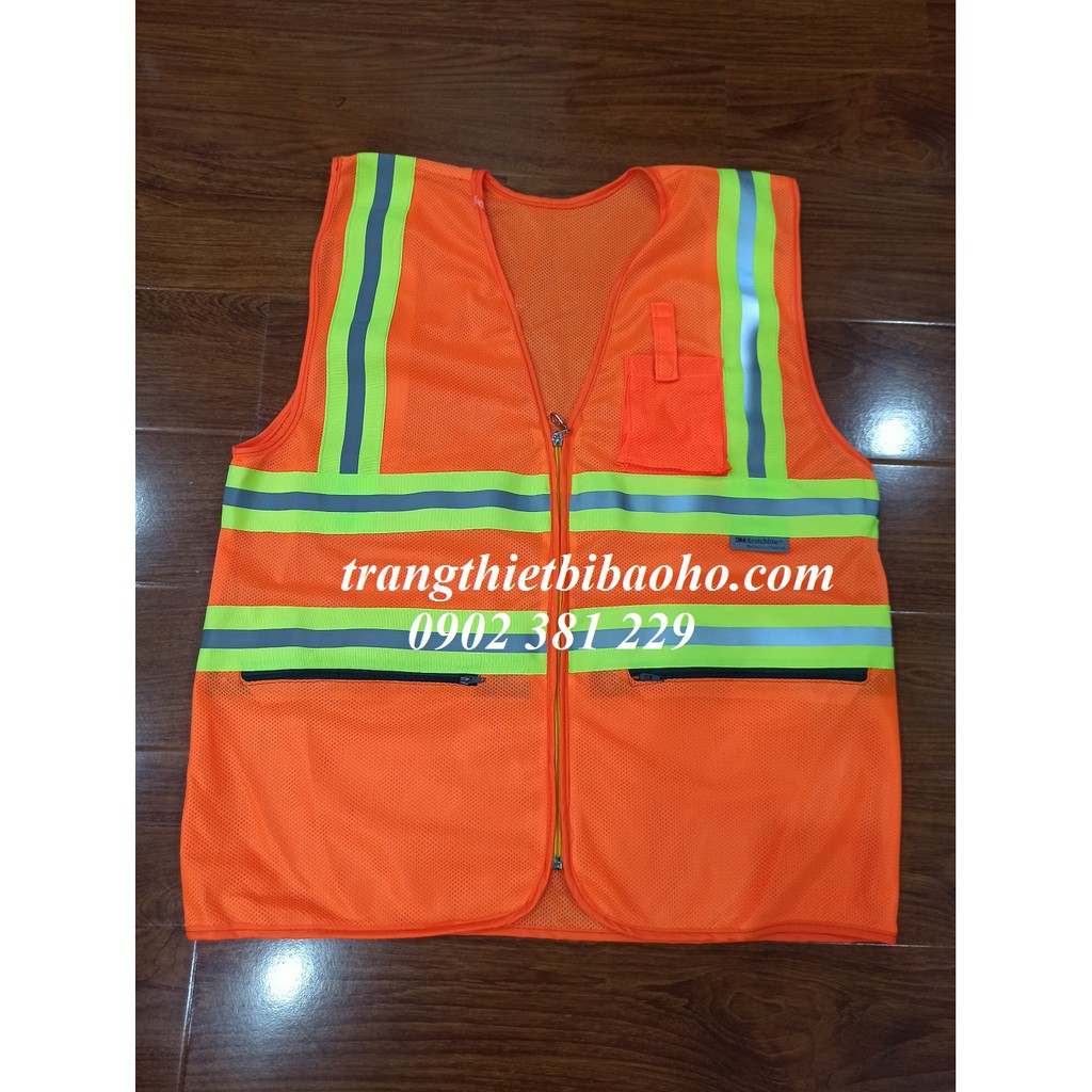 GIẢM GIÁ - Áo phản quang lưới 3 dây kéo có túi hộp đựng bút - 2 màu lựa chọn
