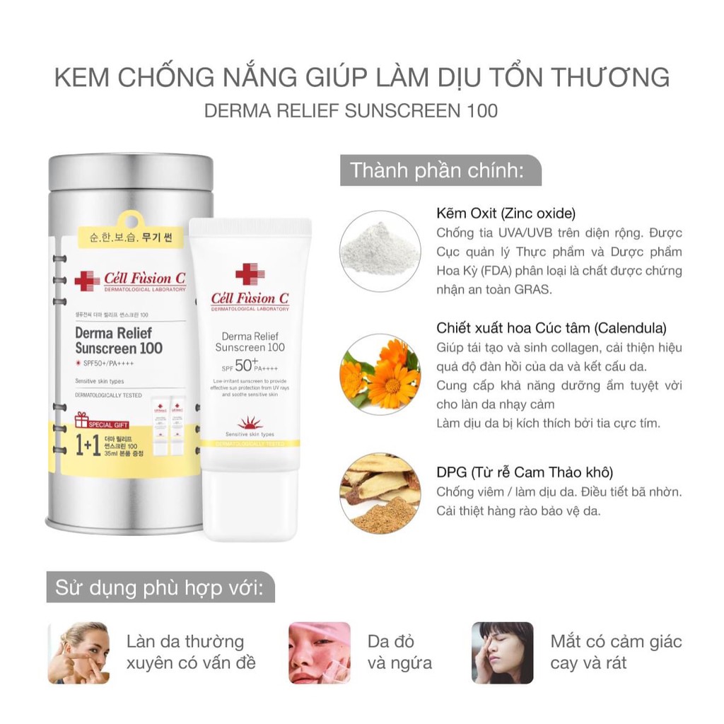 Kem Chống Nắng Cell Fusion C Derma Relief Suncreen 100 SPF50++++