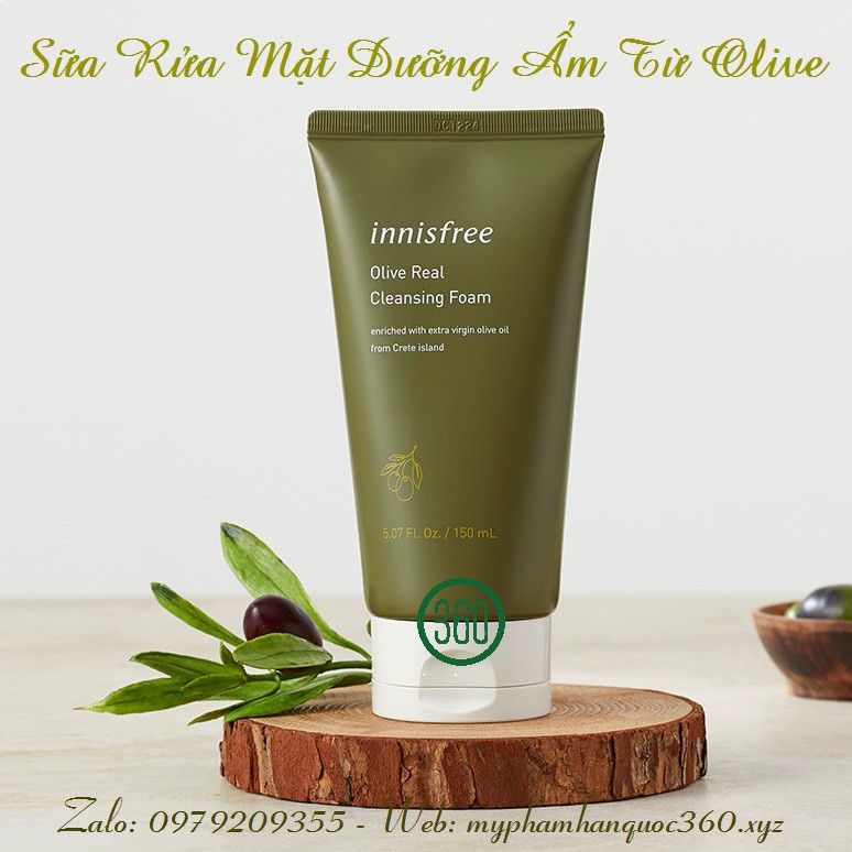 Sữa Rửa Mặt Dưỡng Ẩm Chuyên Sâu – Innisfree Olive Real Cleansing Foam 150ml