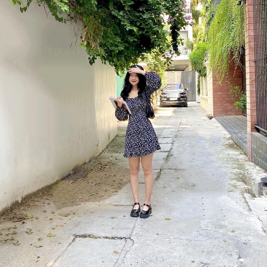 [Ảnh thật-video] Váy hoa nhí dài tay phối đuôi bèo Lichi Dress. | BigBuy360 - bigbuy360.vn