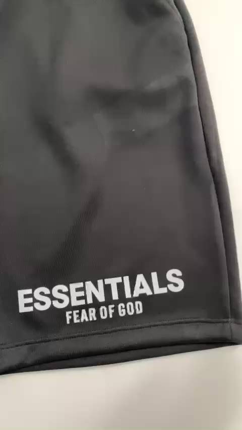 QUẦN Short ESSENTIALS Fear of God lưng thun Nam Nữ, chất vải Poly 2 da, quần đùi thể thao, lửng cộc ngắn đen form rộng | BigBuy360 - bigbuy360.vn