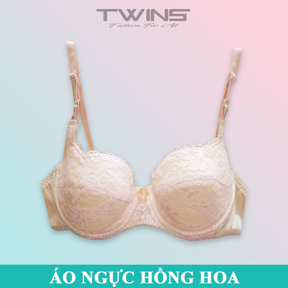 Áo ngực nữ ren nâng ngực Hồng Hoa có gọng mút vừa cúp xéo nguyên ngực bigsize