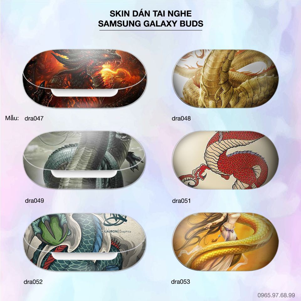 Skin dán tai nghe Samsung Galaxy Buds in hình Rồng Dragon 08
