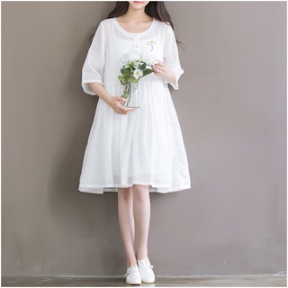 Váy/Đầm babydoll trắng ulzzang - kèm ảnh thật ✨