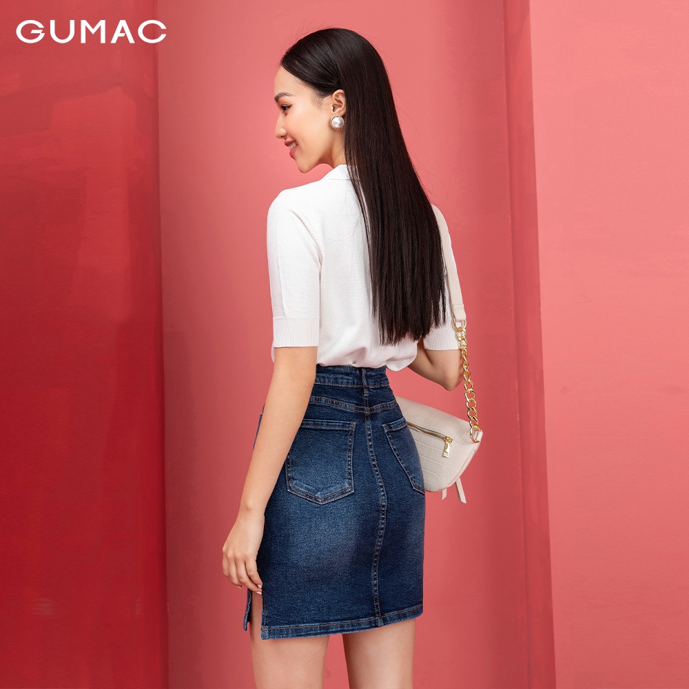 [Mã WABRGU55 giảm 15% đơn 149K] Chân Váy jean nữ xẻ lai VJA9240 GUMAC