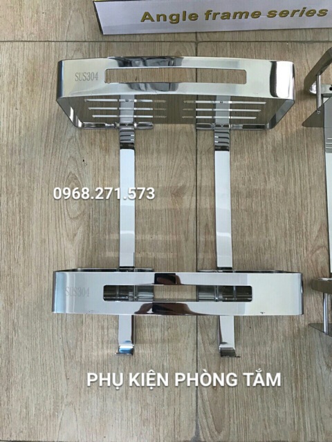 Kệ chữ nhật 2 tầng inox 304 - kệ thẳng 2 tầng