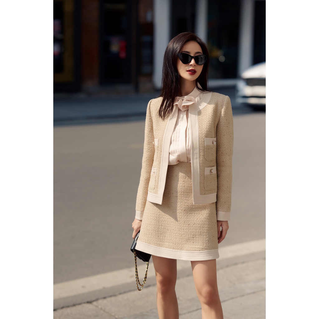 Chân váy A ngắn phối gấu D.CHIC MS: 381550