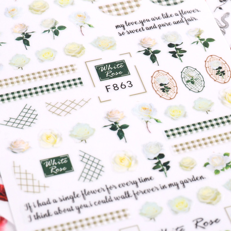 Set 6 / 10 Tấm Hình Dán Hoa Hồng Trang Trí Móng Tay Nghệ Thuật