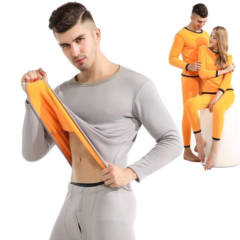 Bộ quần áo lót nhung cotton dày dặn giữ ấm thời trang mùa thu cho nam nữ