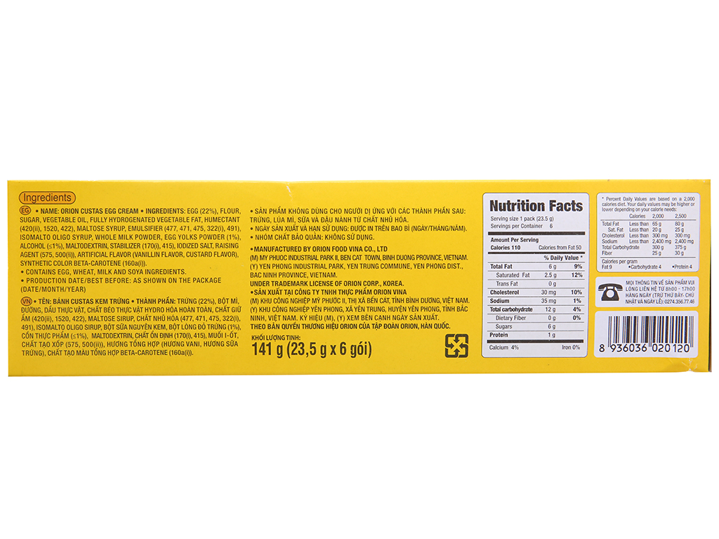 Bánh kem trứng Custas hộp 141g
