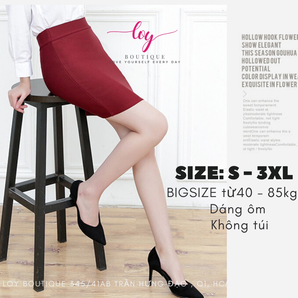 [BIGSIZE S-3XL] Chân váy bút chì công sở - lưng cao - xẻ sau- ôm dáng với 3 màu trơn ấn tượng | BigBuy360 - bigbuy360.vn