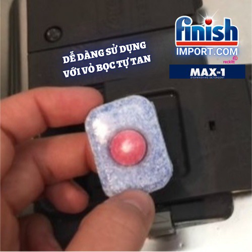 [CHÍNH HÃNG] Hộp 125 viên rửa chén Finish MAX IN 1 - Dễ dàng sử dụng Wrapper Tab Powerball (Mới - dòng cải tiến)