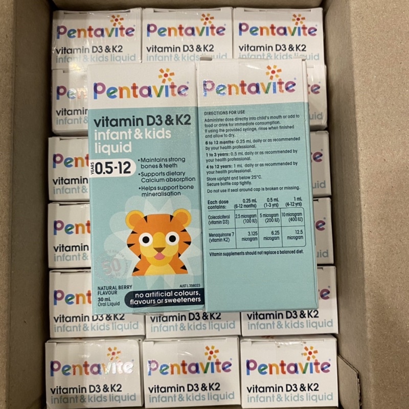 Pentavite vitamin D3 & K2 cho bé infant & kids liquid 30ml order Chemist Úc bill air