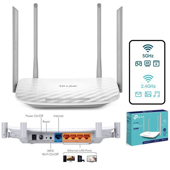 Bộ phát wifi băng tần kép TP-Link Archer C50 Wireless AC1200Mbps new,hàng chuẩn Phuzinshop