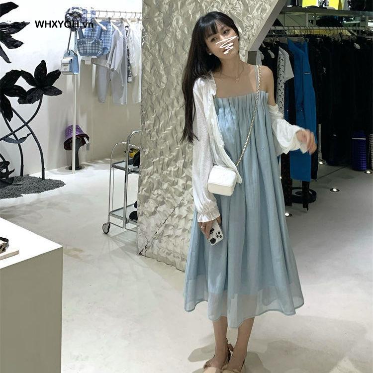 Set Đầm Hai Dây Thiết Kế Mới Thời Trang Theo Phong Cách Hàn Quốc