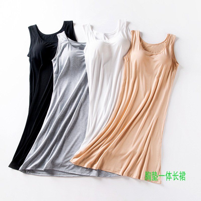 Đầm sát nách mặc nhà kèm đệm ngực.❤FREE SHIP❤ Đầm vải thun lạnh mặc nhà kèm Bra. Hàng Quảng Châu cao cấp