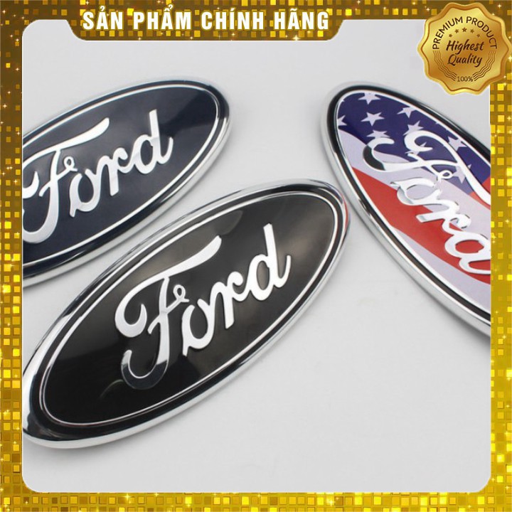 Logo biểu tượng truớc xe FORD Kích thước 23cm*9cm: Mầu Đen, Xanh và Lá Cờ Mỹ AD