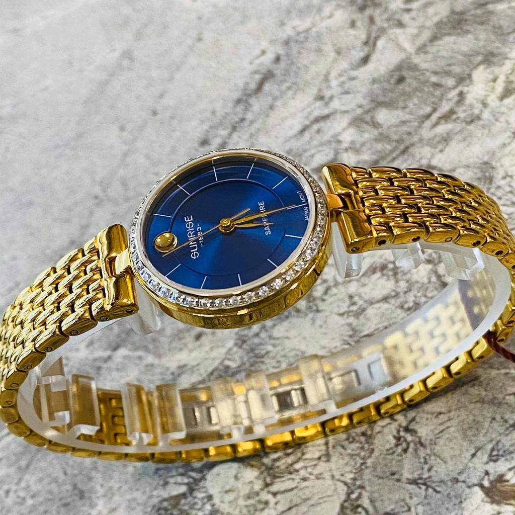 Đồng hồ Sunrise nữ chính hãng Nhật Bản L9967AA.G.X - kính saphire chống trầy - Đá Sw