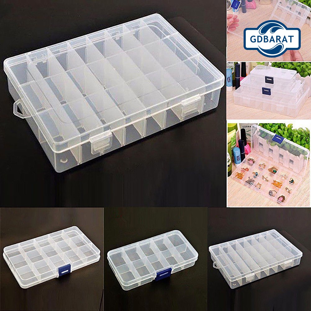 (Hàng Mới Về) Hộp Nhựa Trong Suốt 15 / 10 / 24 Ngăn Đựng Trang Sức Tiện Dụng