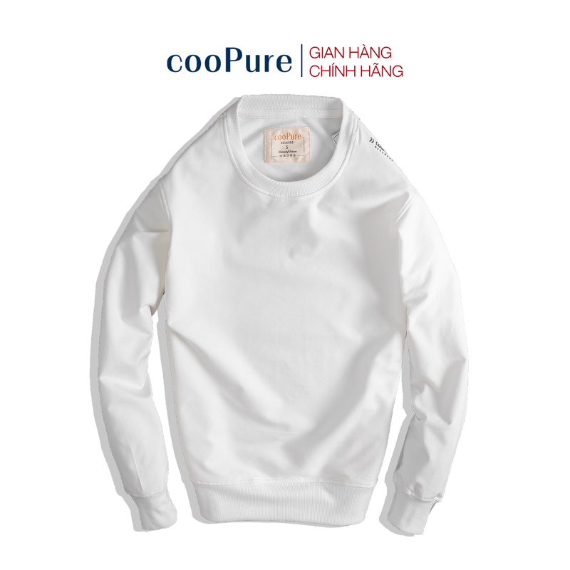 Áo nỉ trơn cooPure chất liệu cotton dáng basic, ấm áp in hoạ tiết tinh tế NO.3108