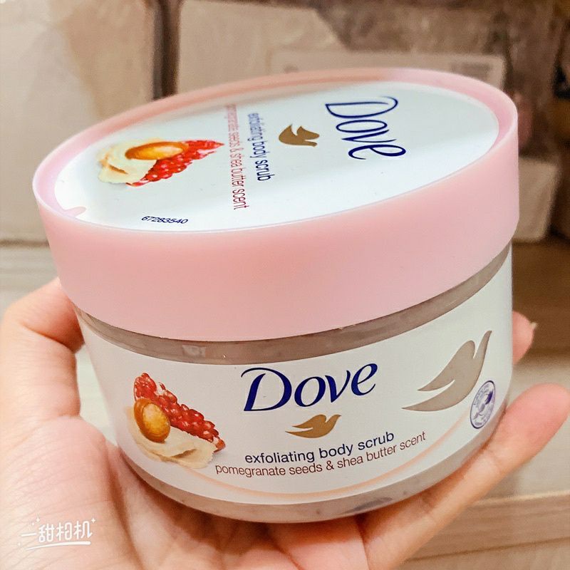TẨY TẾ BÀO CHẾT #DOVE POMEGRANATE SEEEDS &amp; SHEA BUTTER /MACADAMIA RICE MILK EXFOLIATING BODY POLIS H