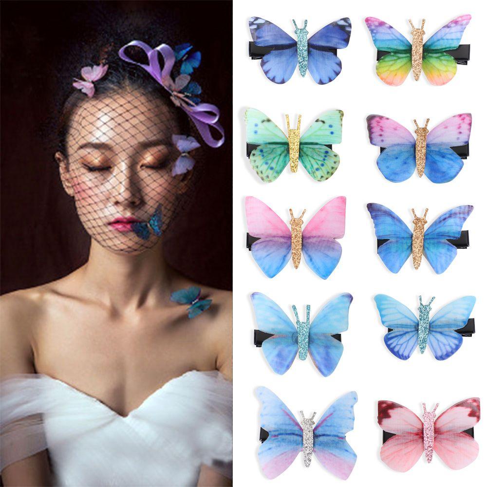 PINEVN Set 2 Kẹp Tóc Vải Tuyn Hai Lớp Hình Bướm Thanh Lịch