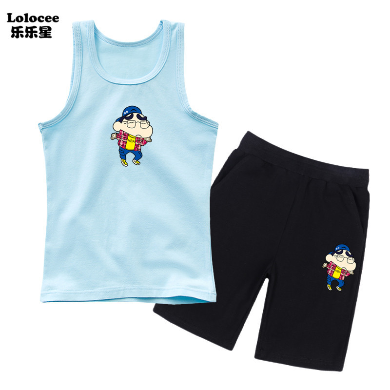 Bộ quần áo trẻ em Baby Boy Quần áo mùa hè Crayon Shin-Chan Vest + quần Bộ quần áo thể thao trẻ em bằng bông Tank cho trẻ em