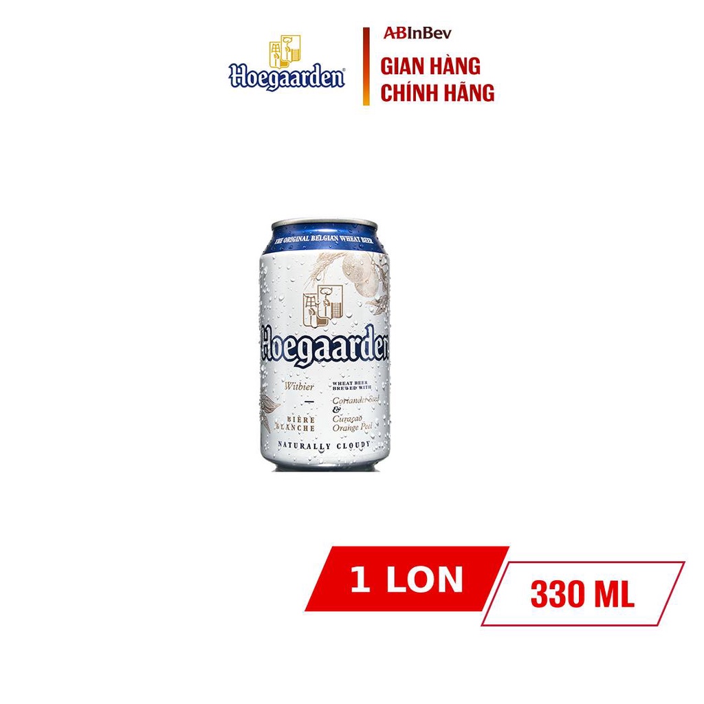 Lon Hoegaarden White Bỉ - Bia Lúa Mỳ Chính Hiệu (330ml/lon)