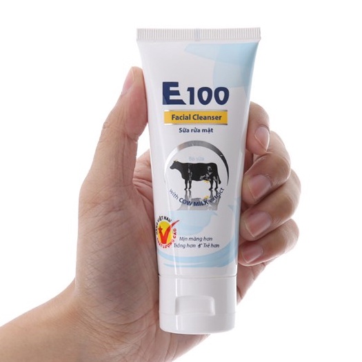 Sữa rửa mặt E100 Facial Cleanser tẩy tế bào chết, dưỡng ẩm tuýp 50ml, 80ml