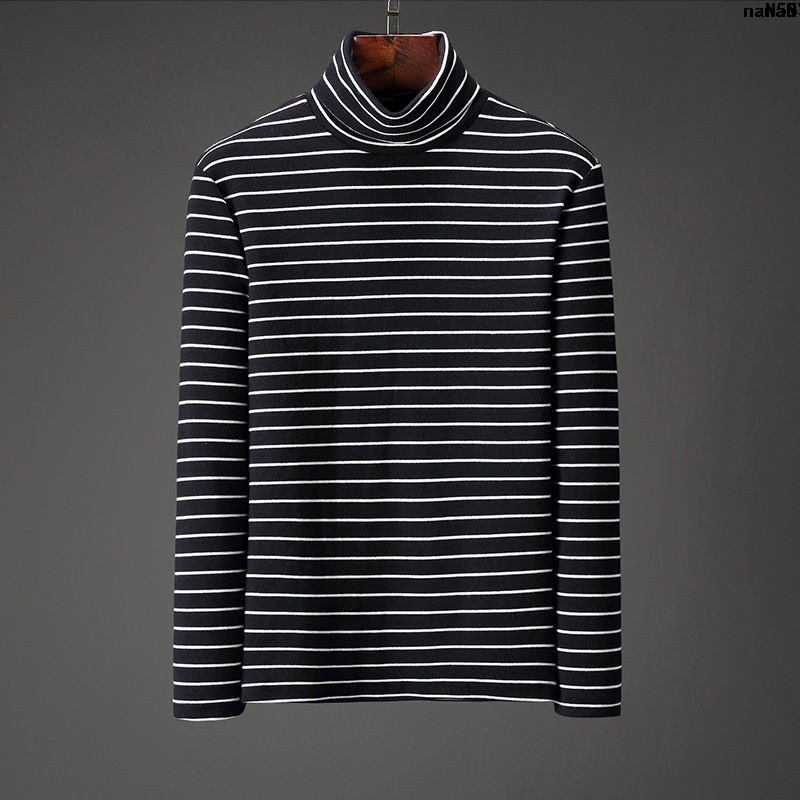 Áo Sweater Trắng Tay Dài Thiết Kế Trẻ Trung Cho Nữ SinhÁo Thun Nam Dài Tay Cổ Cao Kẻ Sọc Ngang Màu Đen