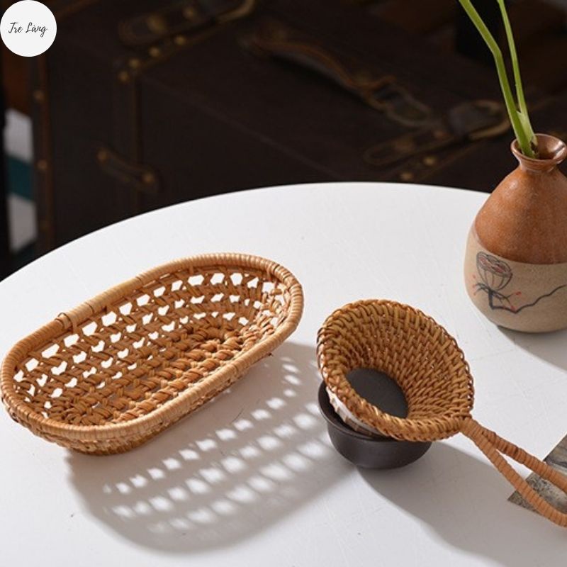 Khay mây đựng đũa thìa decor siêu xinh thân thiện với môi trường