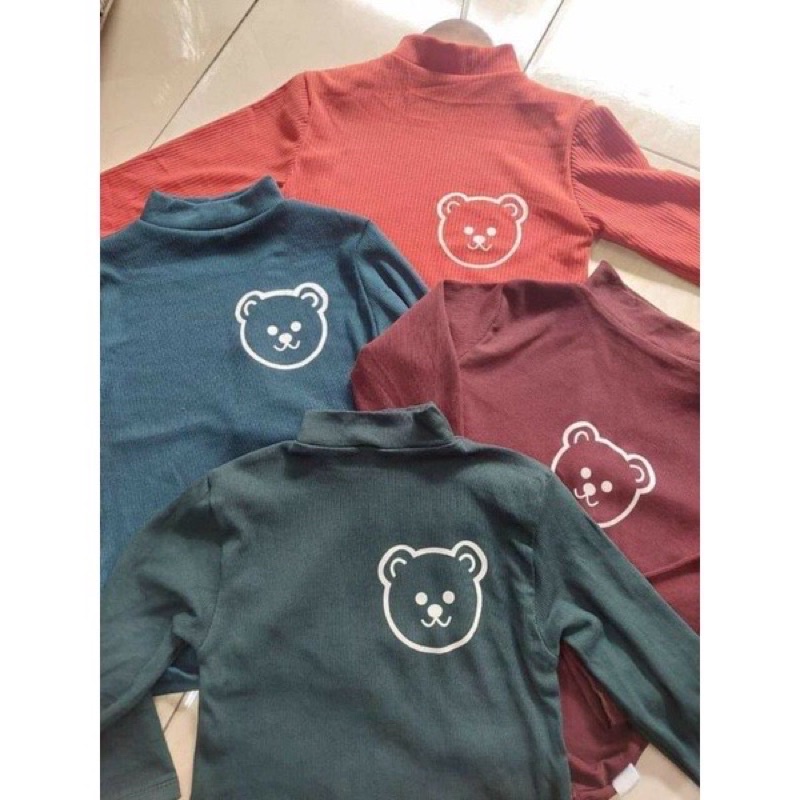 Áo len tăm gân hình gấu thêu cho bé chất đẹp