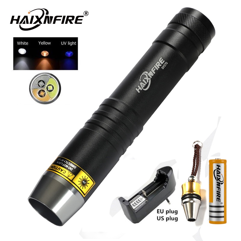 Đèn Pin HaixnFire SV370 UV 365nm UV 3 Led Chuyên Dụng Cho Trang Sức