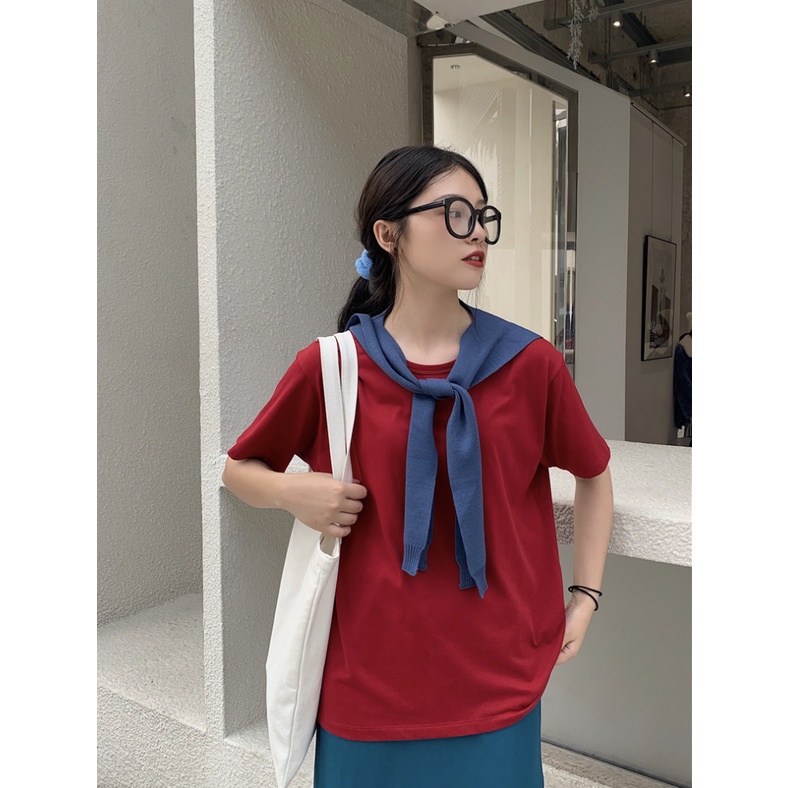 [Augustcloth] Áo/ khăn choàng màu xanh biển vắt vai giả áo phong cách Hàn Quốc | BigBuy360 - bigbuy360.vn