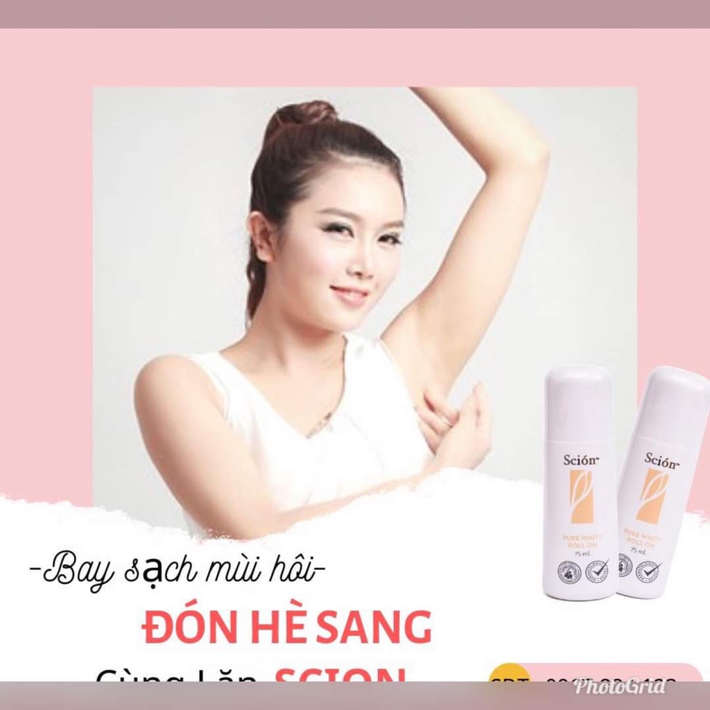 Lăn Khử Mùi Scion Pure White Roll On 100% dứt điểm hôi nách 75ml [Chính Hãng]