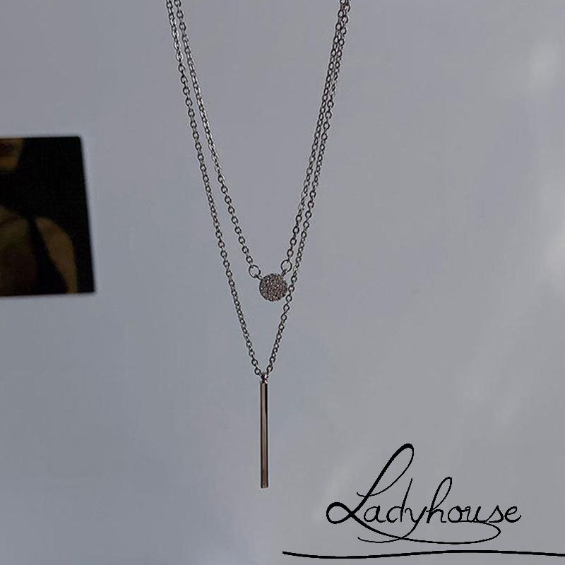 Vòng cổ Hai Lớp Mặt Tròn / Dài Đính Đá Thời Trang Dành Cho Nữ