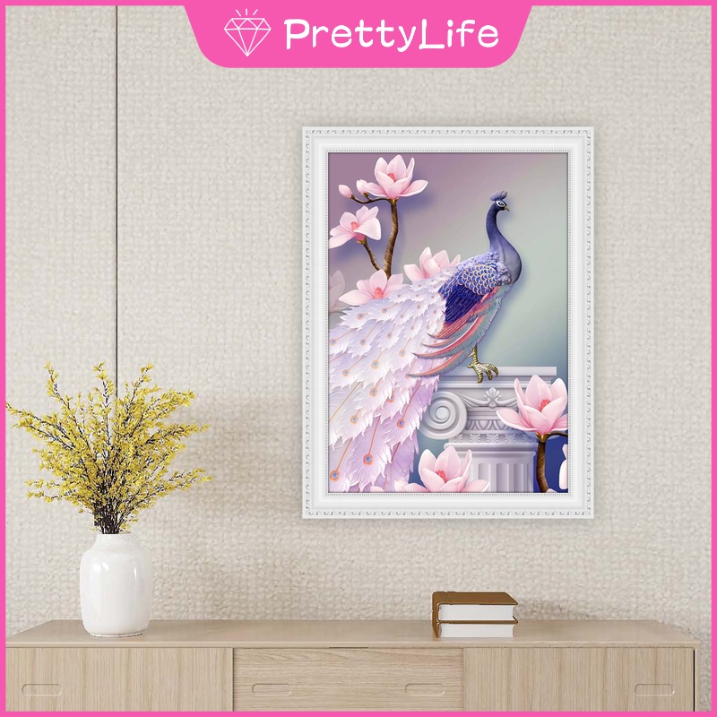 Tranh đính đá 5D tự làm hình chim công 30x40cm/40x50cm